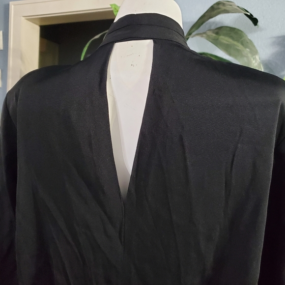 Vintage 80s Barbara Barbara Pleated Drop Waist Wrap Tulip Midi Dress Size 14 - Picture 8 of 9